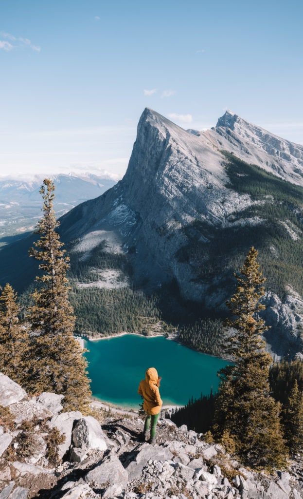 A pretty girl looking at a pretty view in the Canadian rockies
