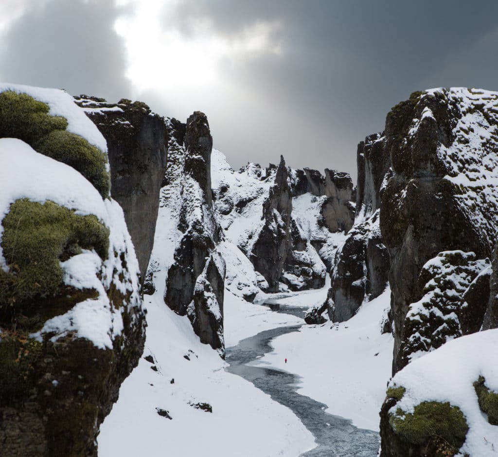 Snowy Icelandic canyon