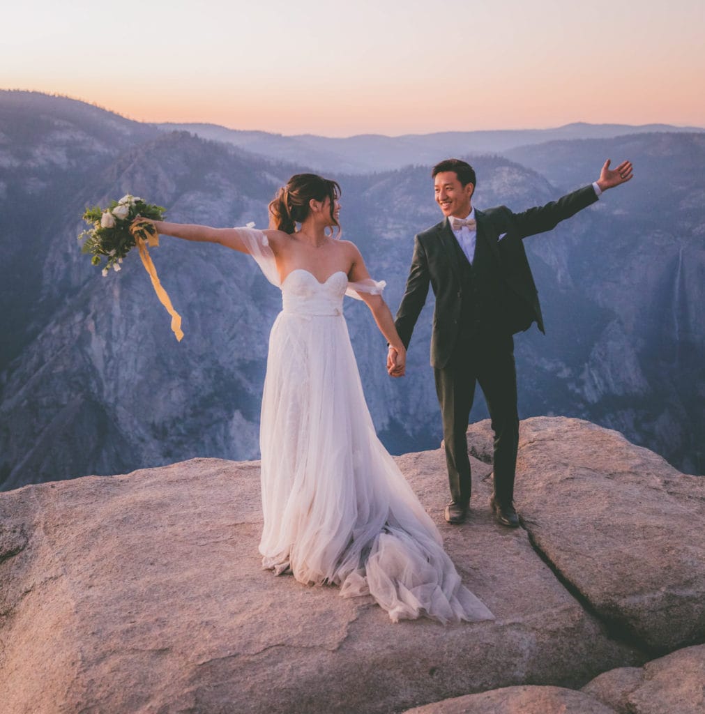 Couple celebrates their adventure wedding in Yosemite.