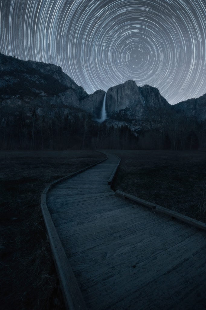 Star trails at Cook's Meadow, Yosemite.