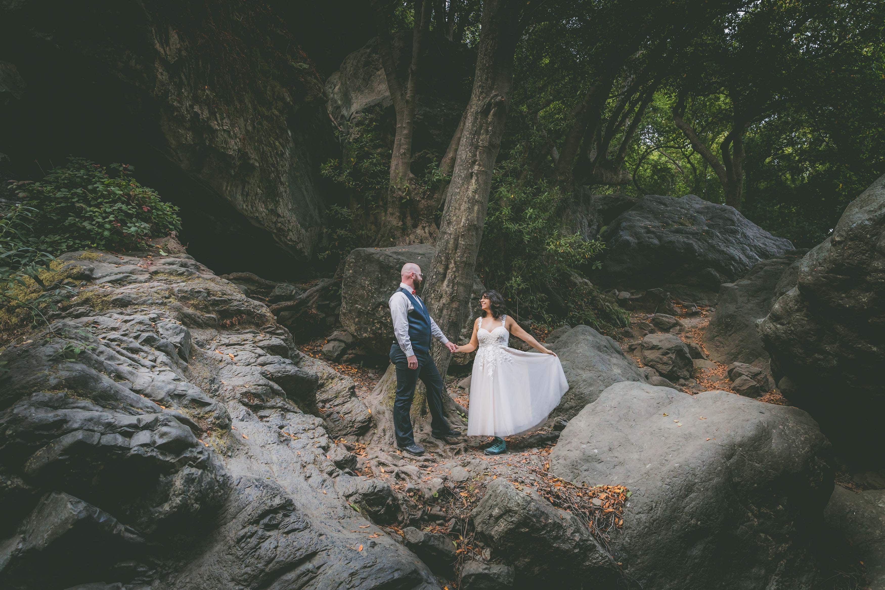 A couple hikes in Big Sur before their small wedding ceremony.